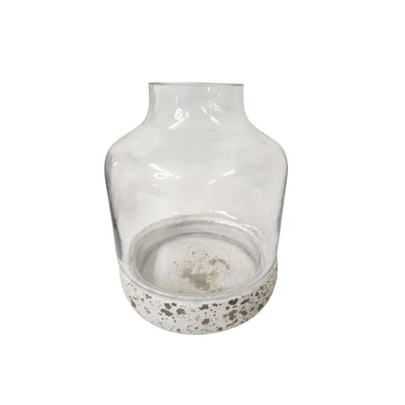 Glass Terrarium with White Concrete Base Modern Rustic Home Decor 8 Inches Tall - Picture 6 of 14